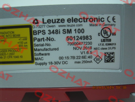 p/n: 50124983, Type: BPS 348i SM 100 Leuze