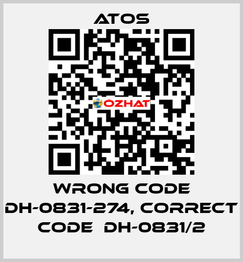 wrong code DH-0831-274, correct code  DH-0831/2 Atos