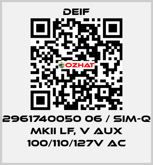 2961740050 06 / SIM-Q MKII LF, V aux 100/110/127V AC Deif