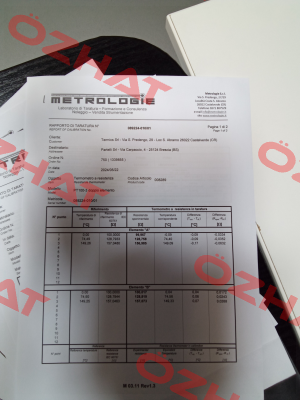 Calibration report traceable to 3+3 points (0°C; +75°C; +150°C) Termics