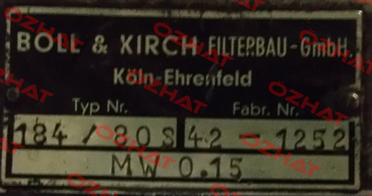  Type 184/80S REPLACED BY 2.06.5.265.500 DN 80  Boll Kirch