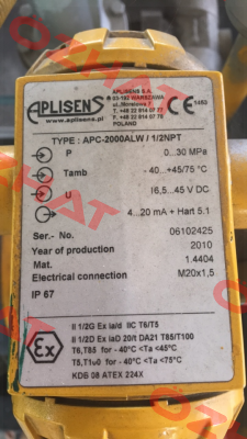 APC-2000ALWExd/0-30Mpa/1/2", NpT  Aplisens