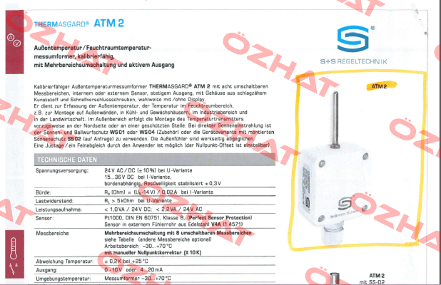 ATM2-U (p/n 1101-1141-0009-900) S+S REGELTECHNIK