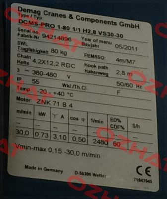 DCS-Pro 5-500 1/1 H5 VS8-15  Demag