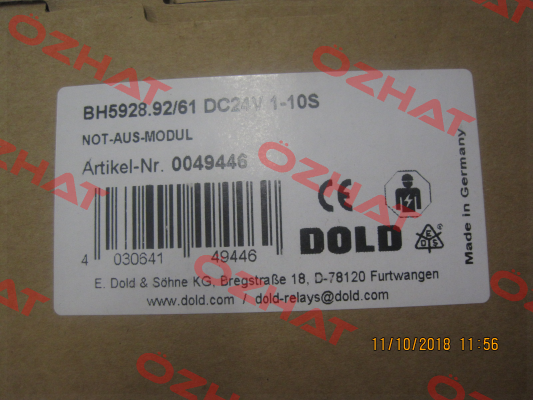 Art. No. 0053813, Type:BH5928.92/61 DC24V 1-10S  Dold