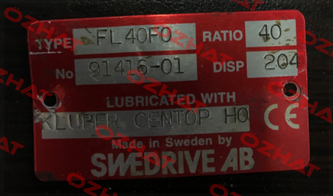 Type: FL 40 FO - 0 - 0 - 204 - R Swedrive