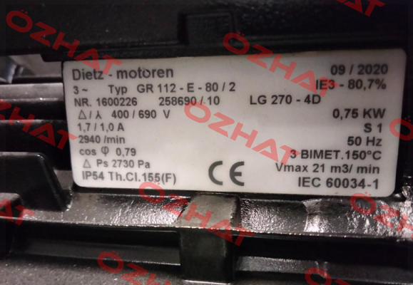 192627 for GR-112-E-80/2 Dietz-Motoren