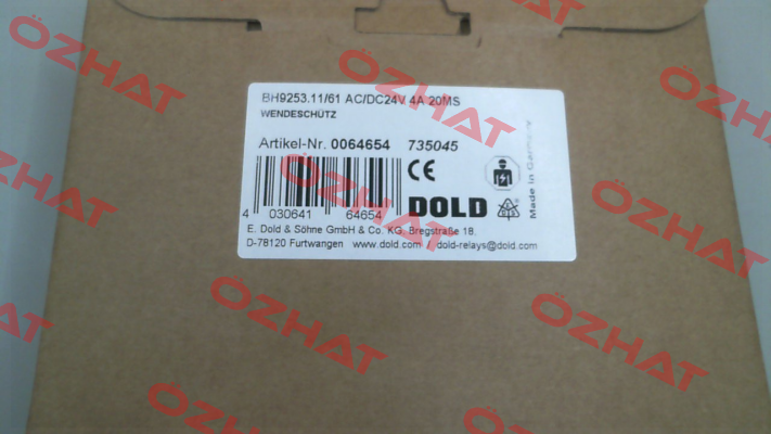 p/n: 0064654, Type: BH9253.11/61 AC/DC24V 4A 20MS Dold