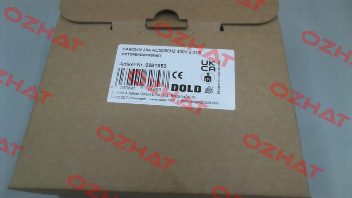 p/n: 0061853, Type: BA9034N 25A AC50/60HZ 400V 2-31S Dold