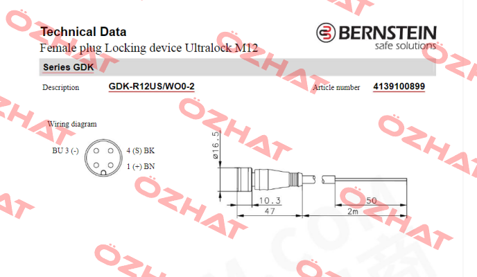 Art.No.4139100899 Type: GDK-R12US/WO0-2 Bernstein