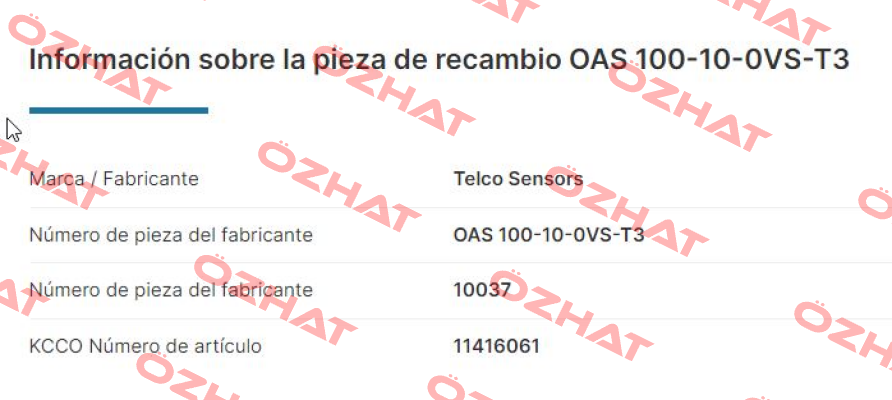 p/n: 10037, Type: OAS 100-10-0VS-T3 Telco